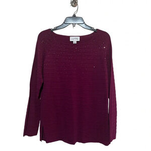 Joseph Ribkoff Embellished Vineyard Knit Top Blouse Shirt Women’s S